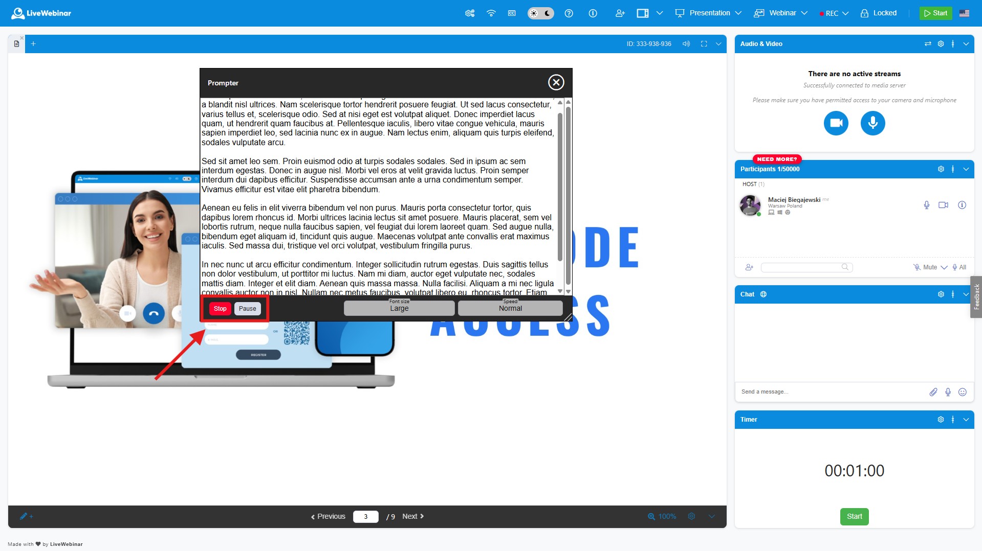 How to use the Prompter feature in LiveWebinar